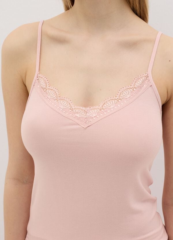 Ovs Canotta Intima Scollo A V Con Pizzo