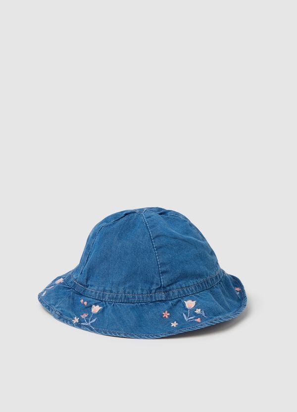 Ovs Cappello In Denim Con Ricamo Fiori E Fiocco
