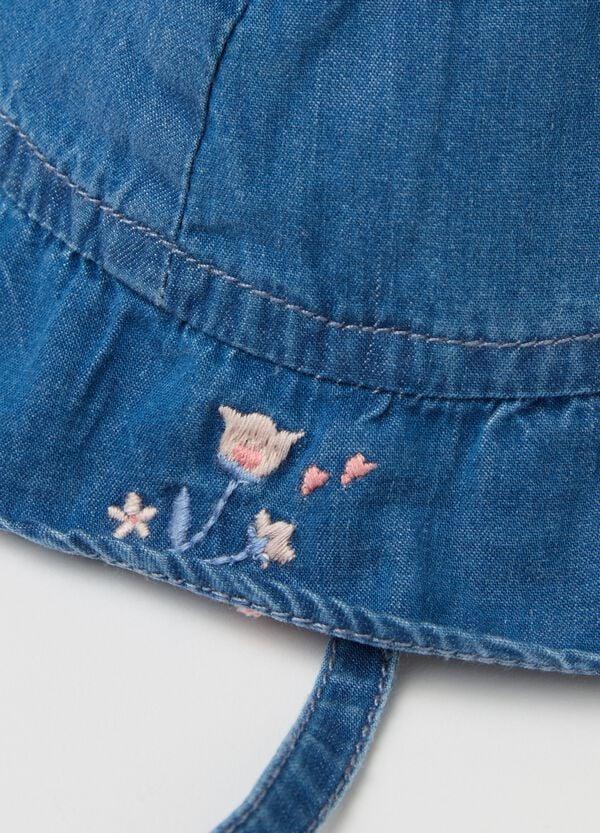Ovs Cappello In Denim Con Ricamo Fiori E Fiocco