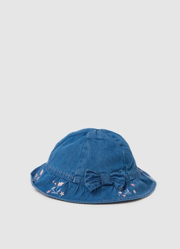 Ovs Cappello in denim con ricamo fiori e fiocco