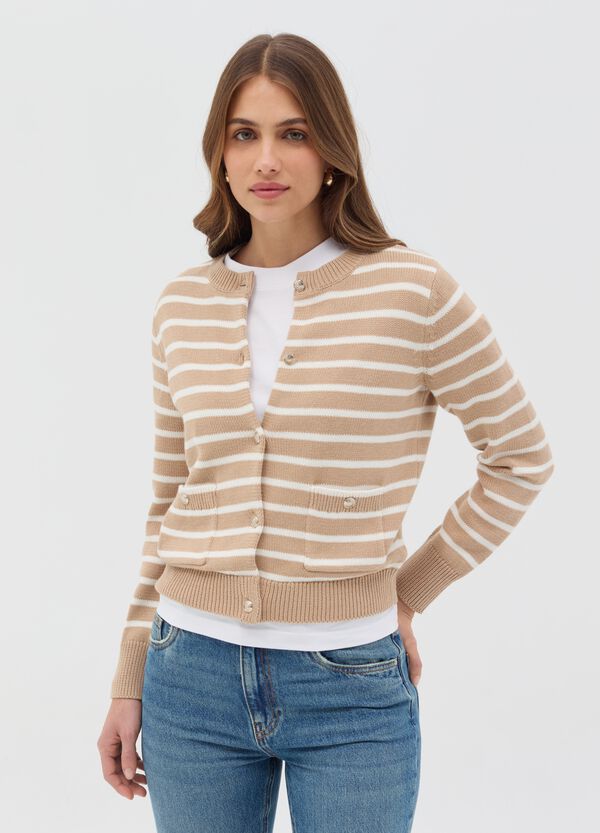 Ovs Cardigan a righe con bottoni dorati
