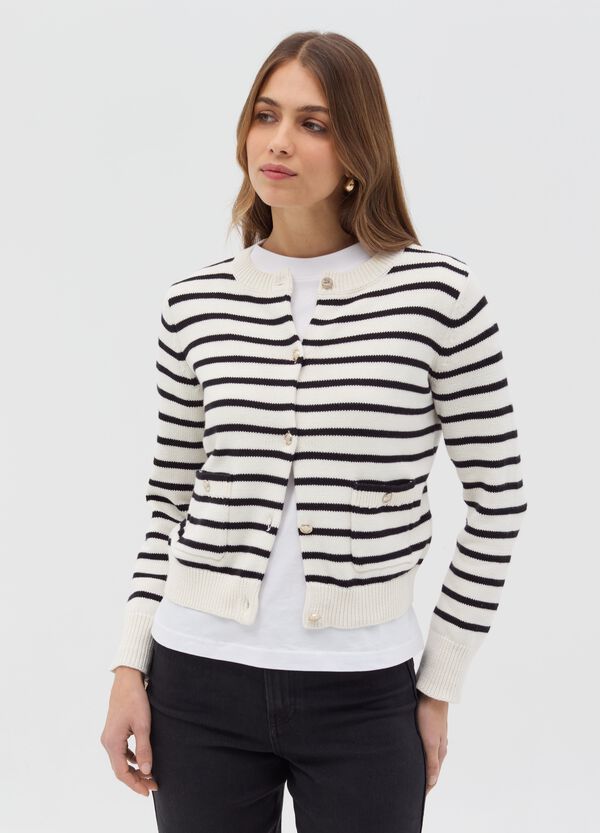 Ovs Cardigan A Righe Con Bottoni Dorati