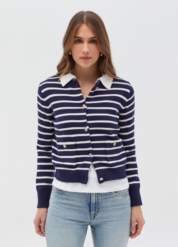 Ovs Cardigan A Righe Con Bottoni Dorati