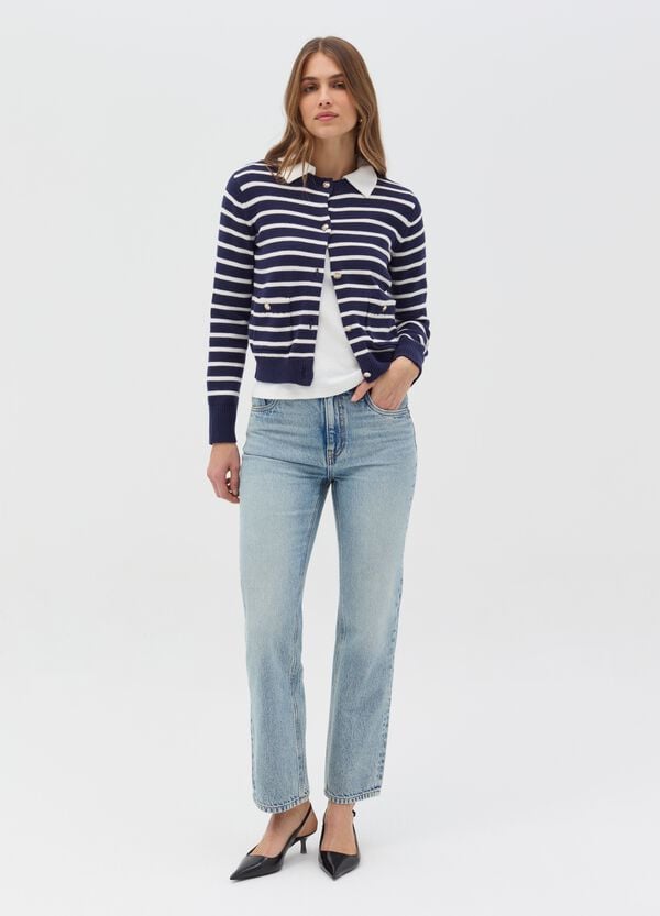 Ovs Cardigan a righe con bottoni dorati