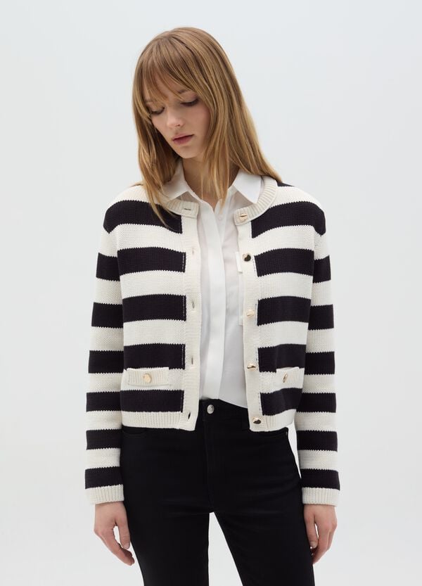 Ovs Cardigan a righe con bottoni dorati