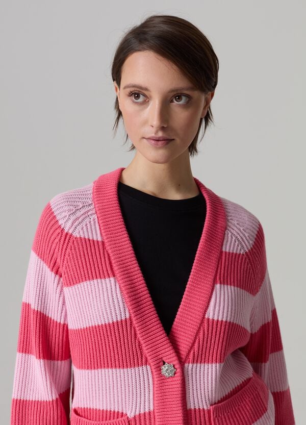 Ovs Cardigan A Righe Con Bottoni Gioiello