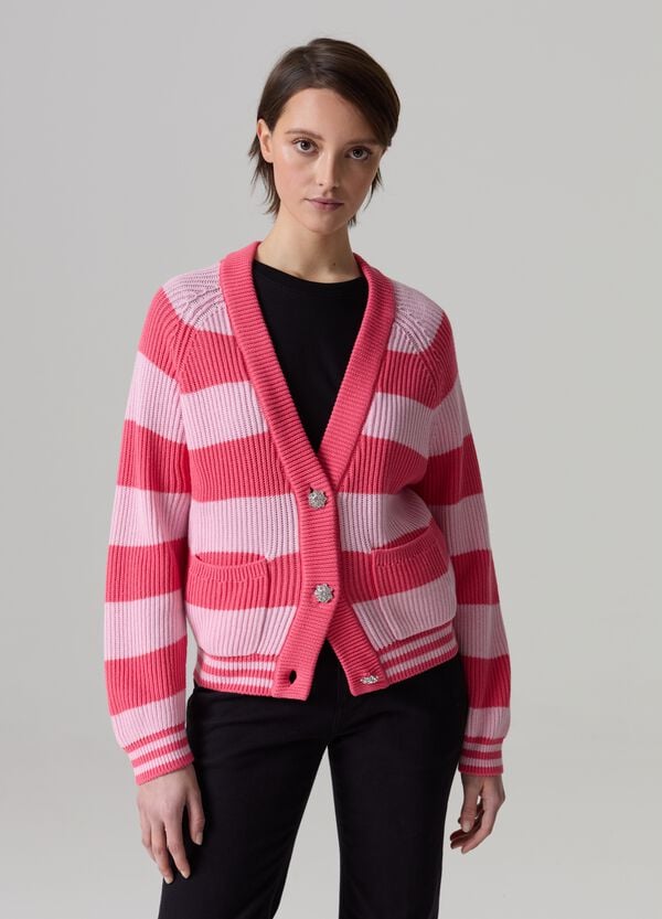 Ovs Cardigan A Righe Con Bottoni Gioiello
