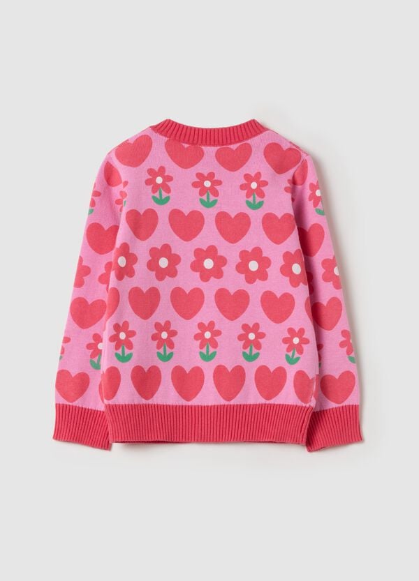 Ovs Cardigan Con Disegno Fiori E Cuori All-over