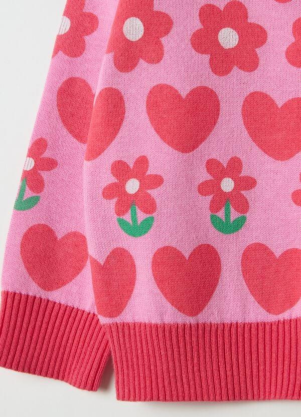 Ovs Cardigan Con Disegno Fiori E Cuori All-over