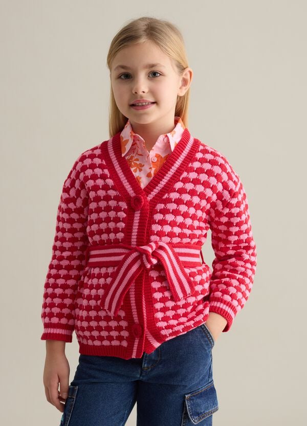 Ovs Cardigan con motivo geometrico e cintura