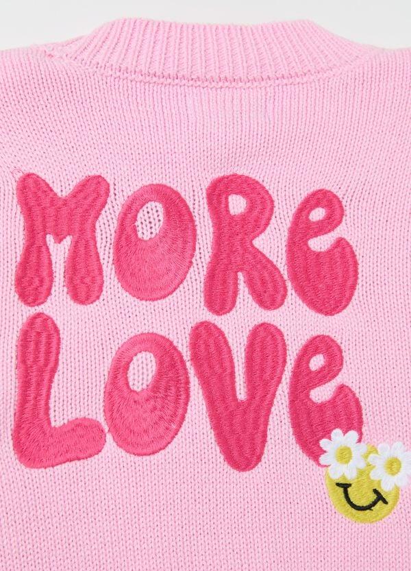 Ovs Cardigan Con Scollo A V E Ricamo "More Love"