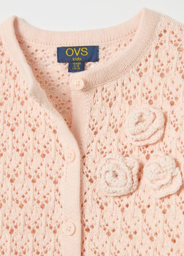 Ovs Cardigan Con Trama Traforata E Fiori Crochet