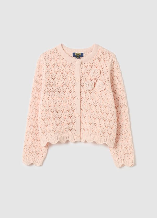 Ovs Cardigan con trama traforata e fiori crochet