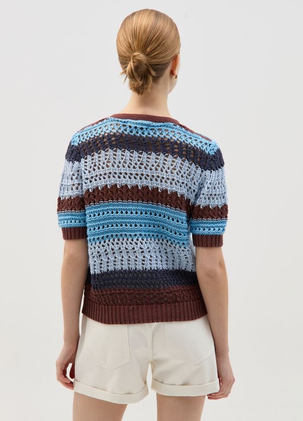 Ovs Cardigan Crochet A Righe Con Maniche Corte