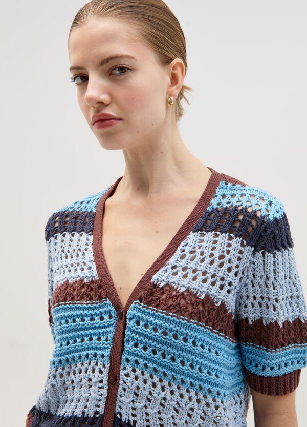 Ovs Cardigan crochet a righe con maniche corte