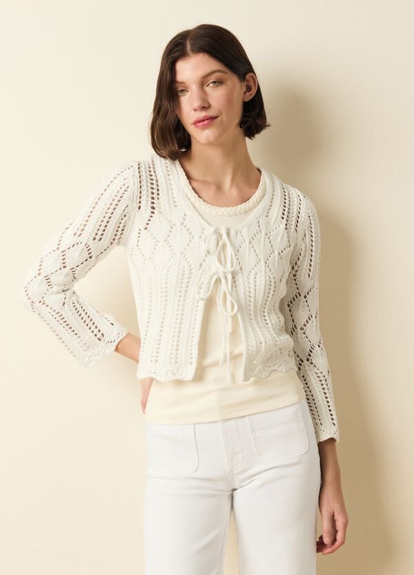 Ovs Cardigan Crochet Con Laccetti