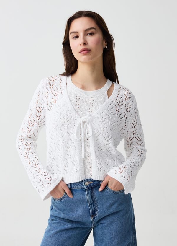 Ovs Cardigan crochet con laccetto