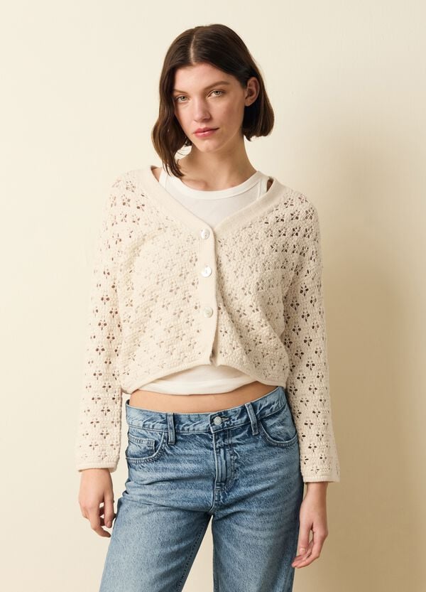 Ovs Cardigan Crochet Con Scollo A V