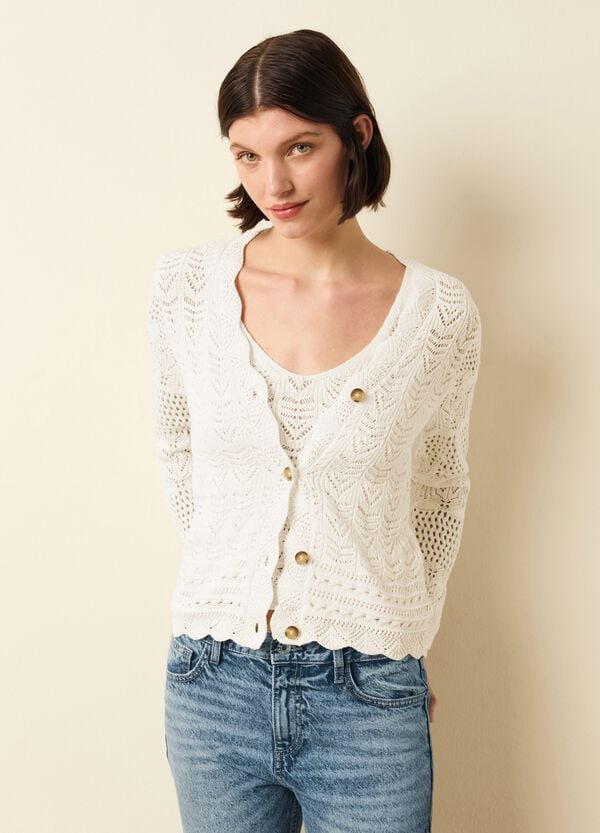 Ovs Cardigan Crochet Con Scollo A V