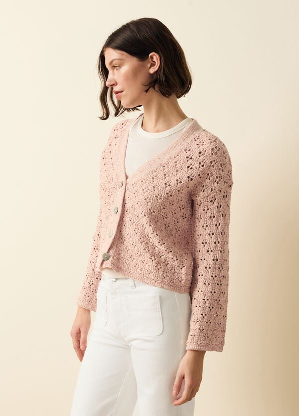 Ovs Cardigan Crochet Con Scollo A V