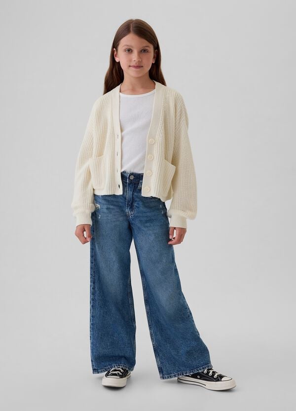 Ovs Cardigan Crop A Coste Inglesi