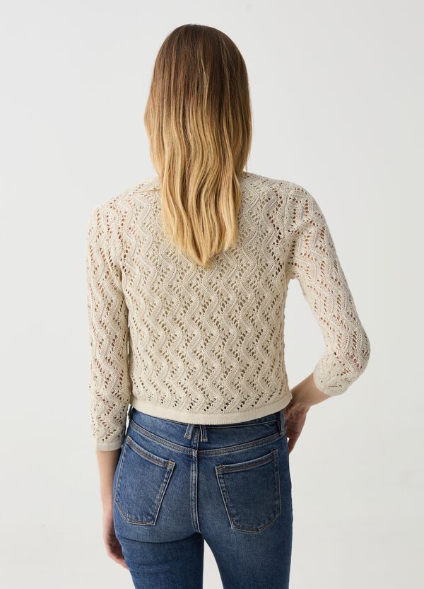 Ovs Cardigan Cropped Crochet In Lurex