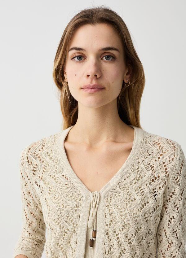 Ovs Cardigan cropped crochet in lurex