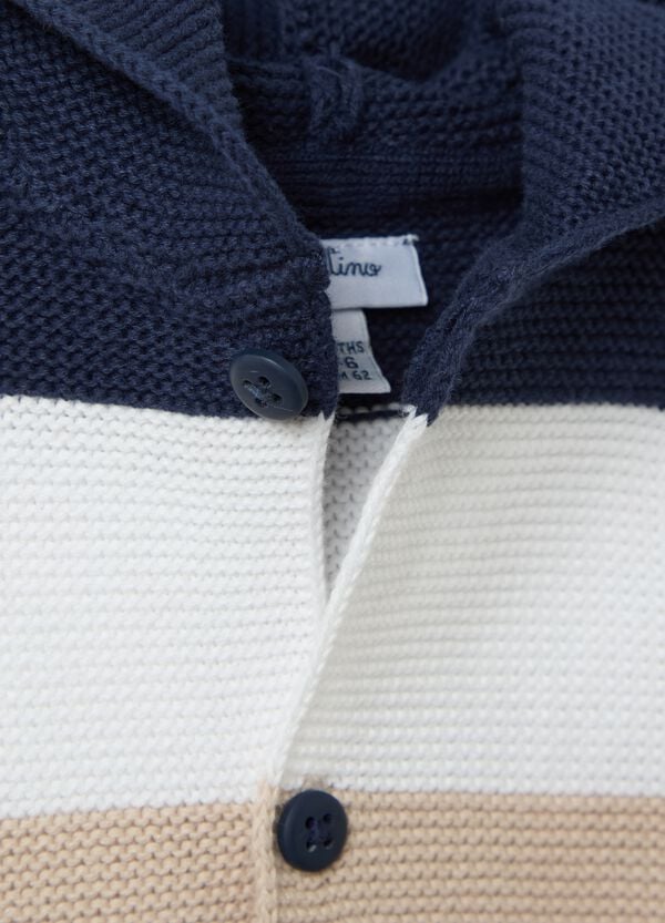 Ovs Cardigan In Cotone A Righe Con Cappuccio