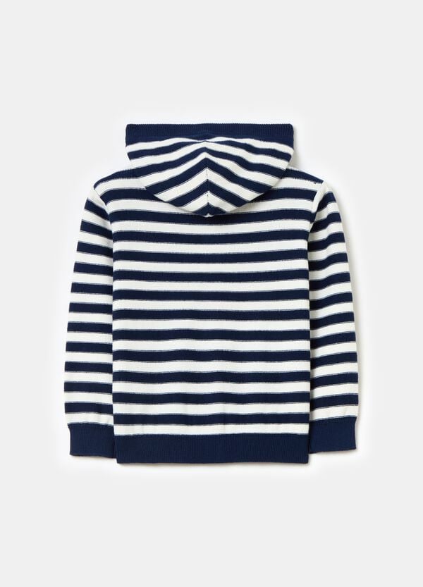 Ovs Cardigan In Cotone A Righe Con Cappuccio