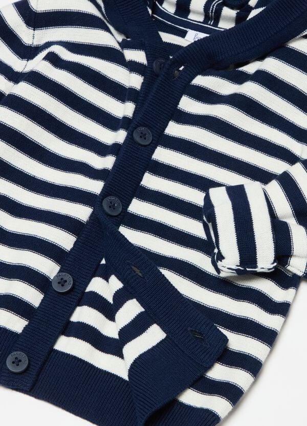 Ovs Cardigan In Cotone A Righe Con Cappuccio