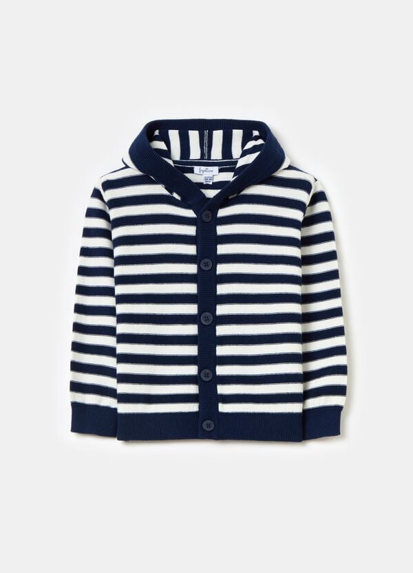 Ovs Cardigan in cotone a righe con cappuccio
