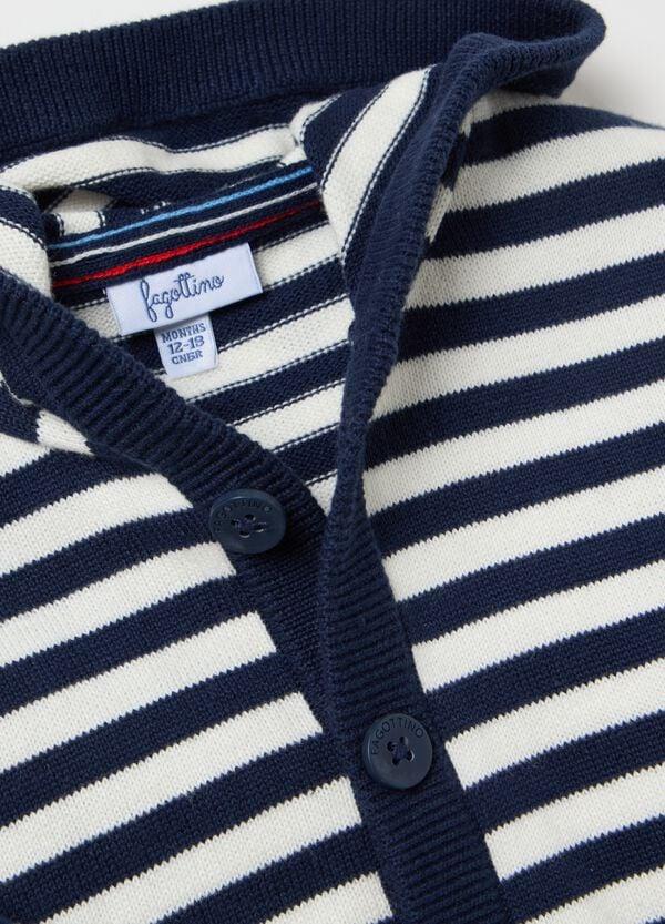 Ovs Cardigan In Cotone A Righe Con Cappuccio
