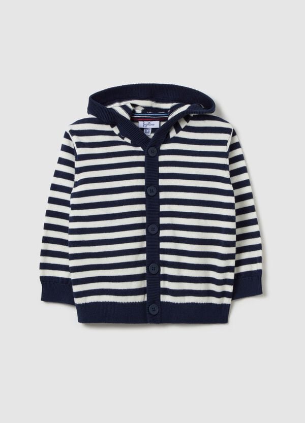 Ovs Cardigan in cotone a righe con cappuccio