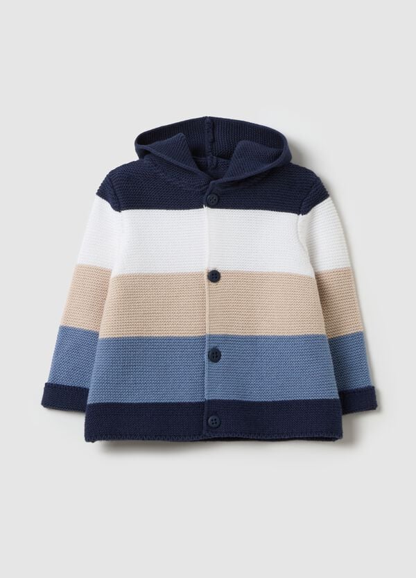 Ovs Cardigan in cotone a righe con cappuccio