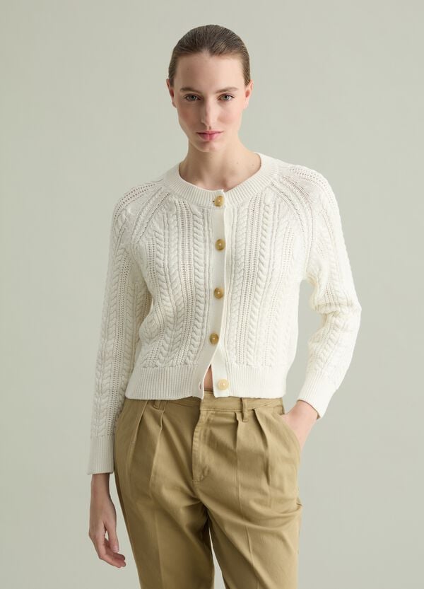 Ovs Cardigan In Cotone Con Lavorazione A Trecce