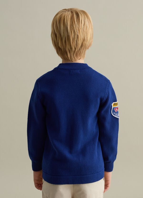 Ovs Cardigan In Cotone Con Scollo A V E Patch Logo