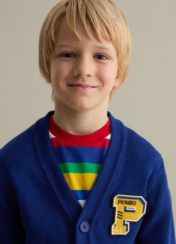 Ovs Cardigan In Cotone Con Scollo A V E Patch Logo