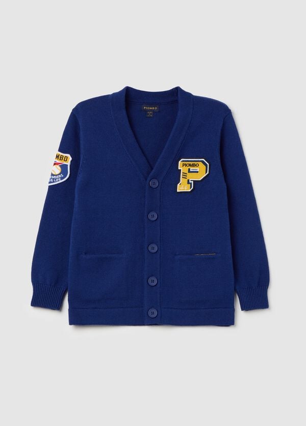 Ovs Cardigan In Cotone Con Scollo A V E Patch Logo