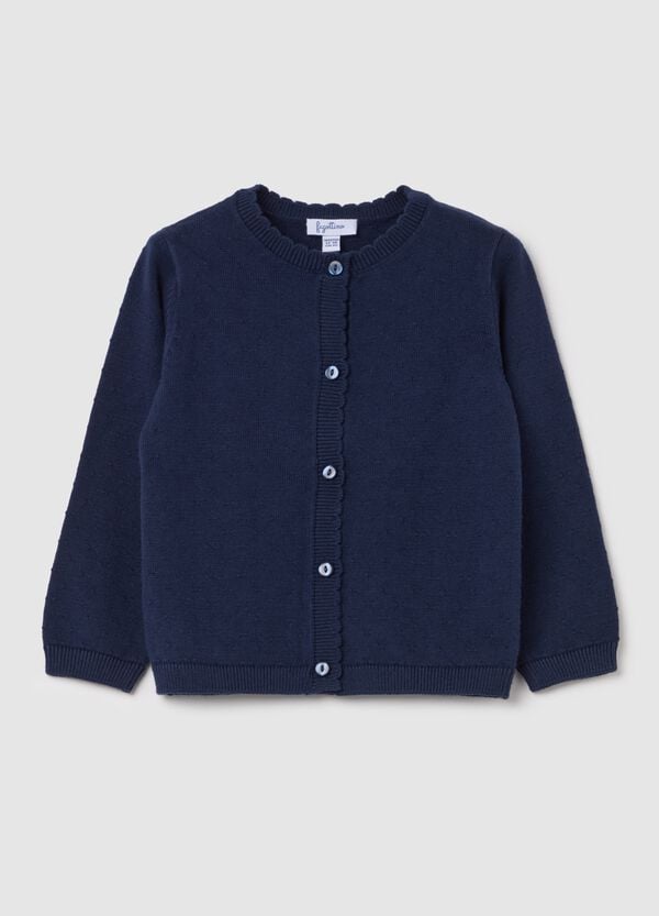 Ovs Cardigan in cotone con scollo ondulato