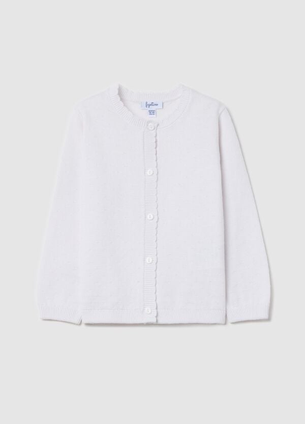 Ovs Cardigan in cotone con scollo ondulato