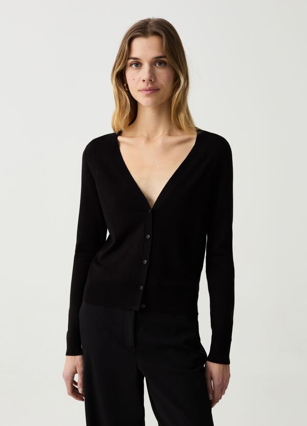 Ovs Cardigan In Viscosa Sostenibile Con Scollo A V