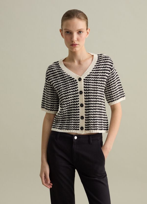Ovs Cardigan Maniche Corte Con Disegno A Righe