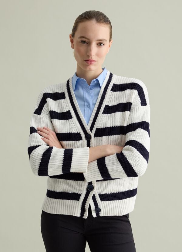 Ovs Cardigan tricot a righe con scollo a V