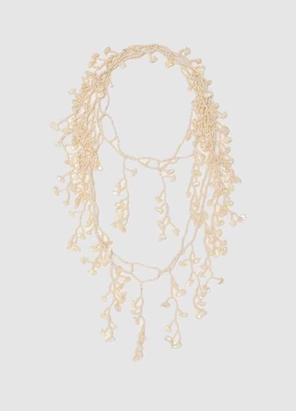 Ovs Collana a corallo bianca con perline