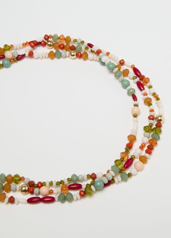 Ovs Collana Lunga Rossa E Verde Di Pietre