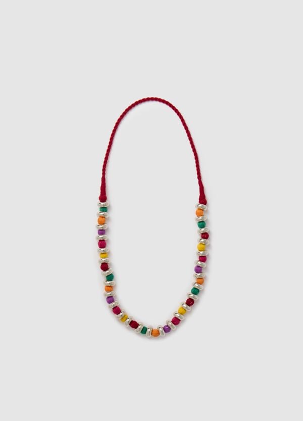 Ovs Collana multicolor con pon pon