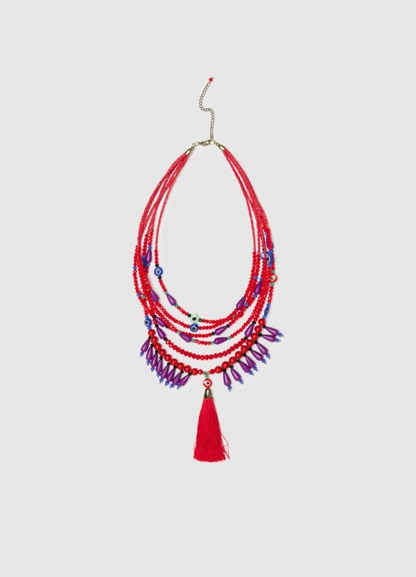 Ovs Collana Multifili Con Perline E Nappina