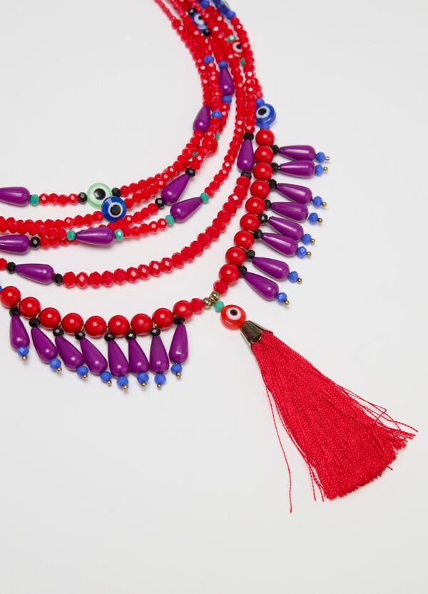 Ovs Collana Multifili Con Perline E Nappina