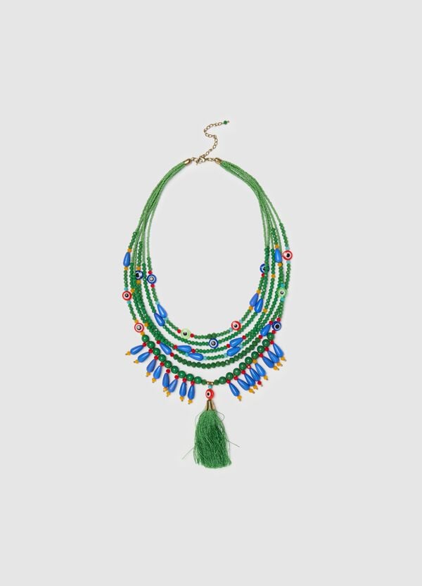 Ovs Collana multifili con perline e nappina