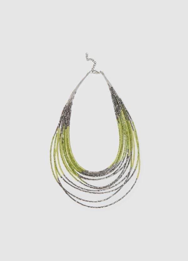 Ovs Collana multifilo grigio verde con perline